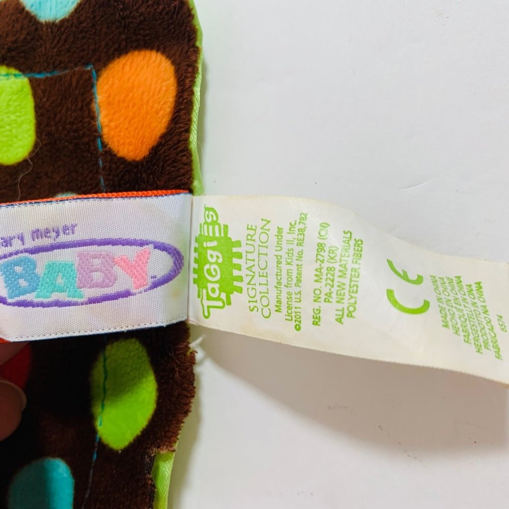Mary Meyer Monkey Lovey Taggies Dazzle Dots Security Blanket Satin Lined 13.5" - Picture 9 of 12